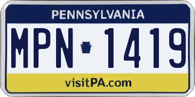 PA license plate MPN1419