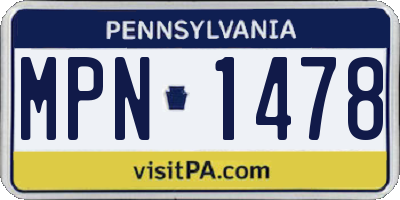 PA license plate MPN1478