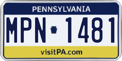PA license plate MPN1481