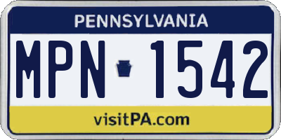 PA license plate MPN1542