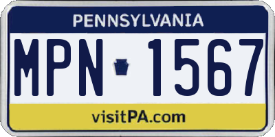 PA license plate MPN1567