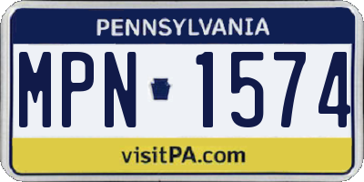 PA license plate MPN1574