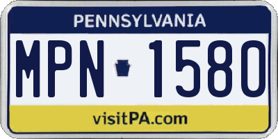 PA license plate MPN1580