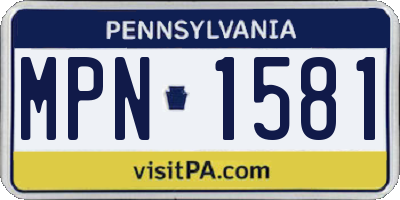 PA license plate MPN1581
