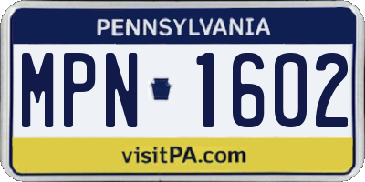 PA license plate MPN1602