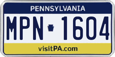 PA license plate MPN1604