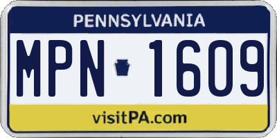 PA license plate MPN1609