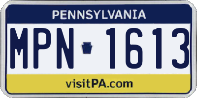 PA license plate MPN1613