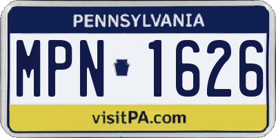 PA license plate MPN1626