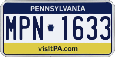 PA license plate MPN1633
