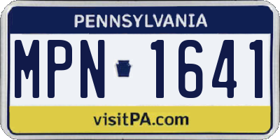 PA license plate MPN1641
