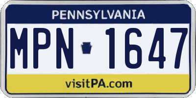 PA license plate MPN1647