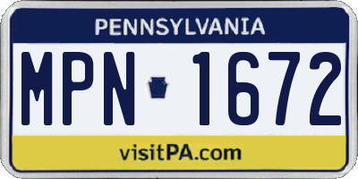 PA license plate MPN1672