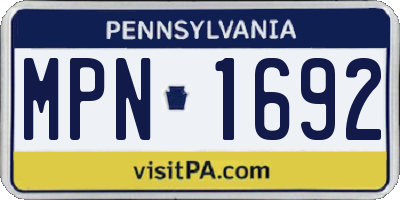 PA license plate MPN1692