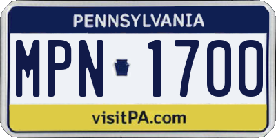 PA license plate MPN1700