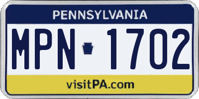 PA license plate MPN1702