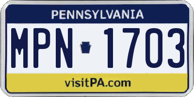 PA license plate MPN1703