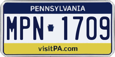 PA license plate MPN1709