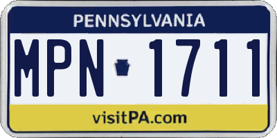 PA license plate MPN1711