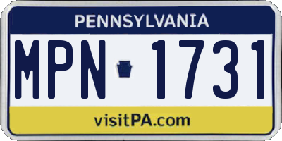 PA license plate MPN1731