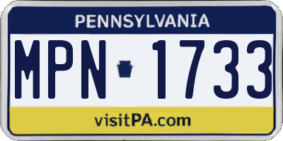 PA license plate MPN1733