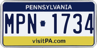 PA license plate MPN1734