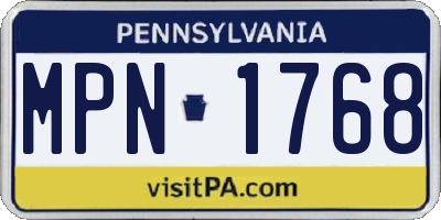 PA license plate MPN1768