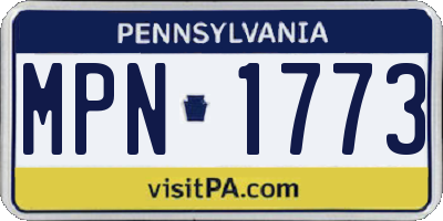 PA license plate MPN1773