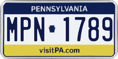 PA license plate MPN1789