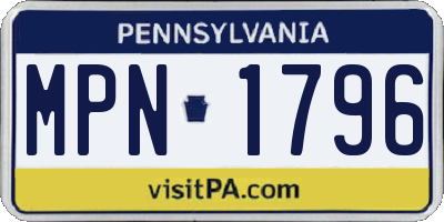 PA license plate MPN1796