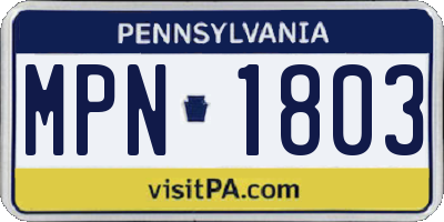 PA license plate MPN1803