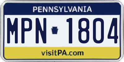 PA license plate MPN1804