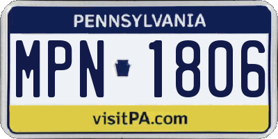 PA license plate MPN1806