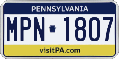 PA license plate MPN1807