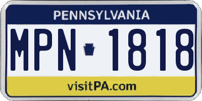 PA license plate MPN1818