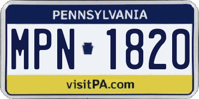 PA license plate MPN1820