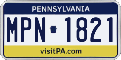 PA license plate MPN1821