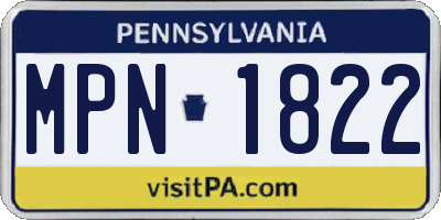PA license plate MPN1822
