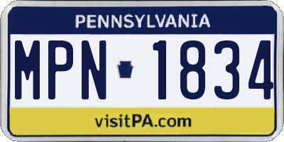 PA license plate MPN1834