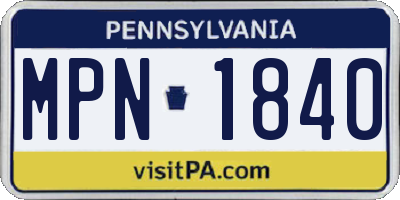 PA license plate MPN1840
