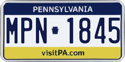 PA license plate MPN1845