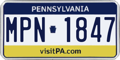 PA license plate MPN1847