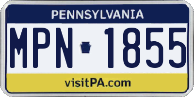PA license plate MPN1855