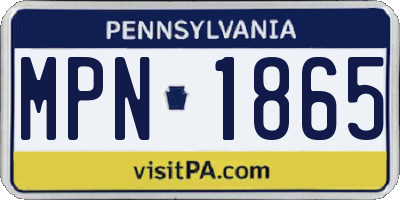 PA license plate MPN1865