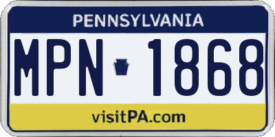 PA license plate MPN1868