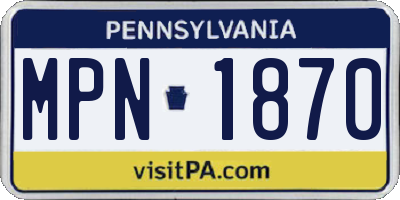 PA license plate MPN1870