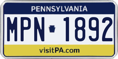 PA license plate MPN1892