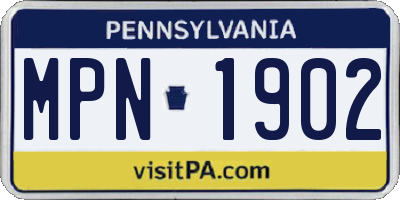 PA license plate MPN1902