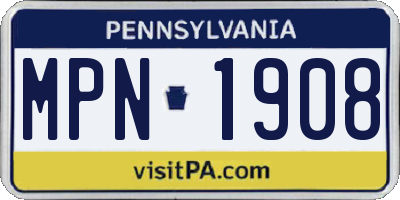 PA license plate MPN1908