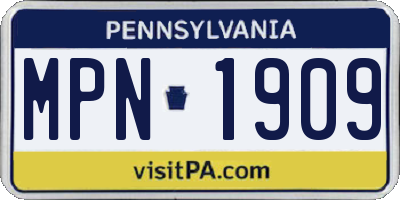 PA license plate MPN1909